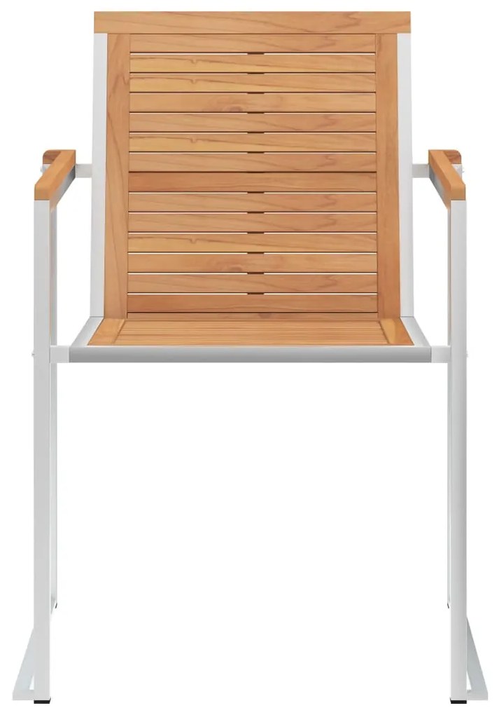 vidaXL Καρέκλες Κήπου 2 τεμ. από Μασίφ Ξύλο Teak/Ατσάλι με Μαξιλάρια