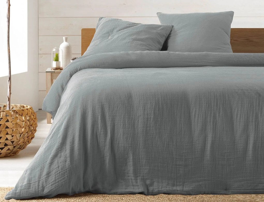 Σετ King Size Παπλωματοθήκη & 2 Μαξιλαροθήκες Angelia Douceur d'intérieur από βαμβάκι 57TC, με διαστάσεις 240x260cm - Grey