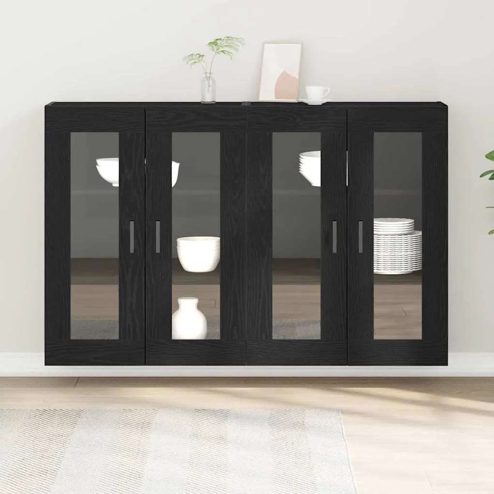 vidaXL Επιτοίχιο ντουλάπι 2 pcs Μαύρη δρυς 69.5 x 34 x 90 εκ.