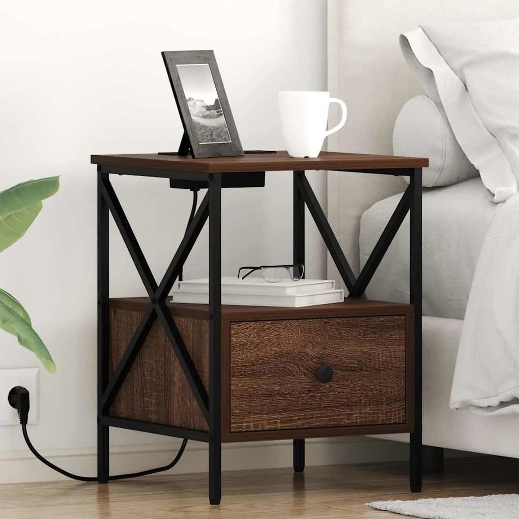 vidaXL Κομοδίνο Καφέ δρυς 41.5 x 40.5 x 55 εκ. Επεξεργασμένο ξύλο