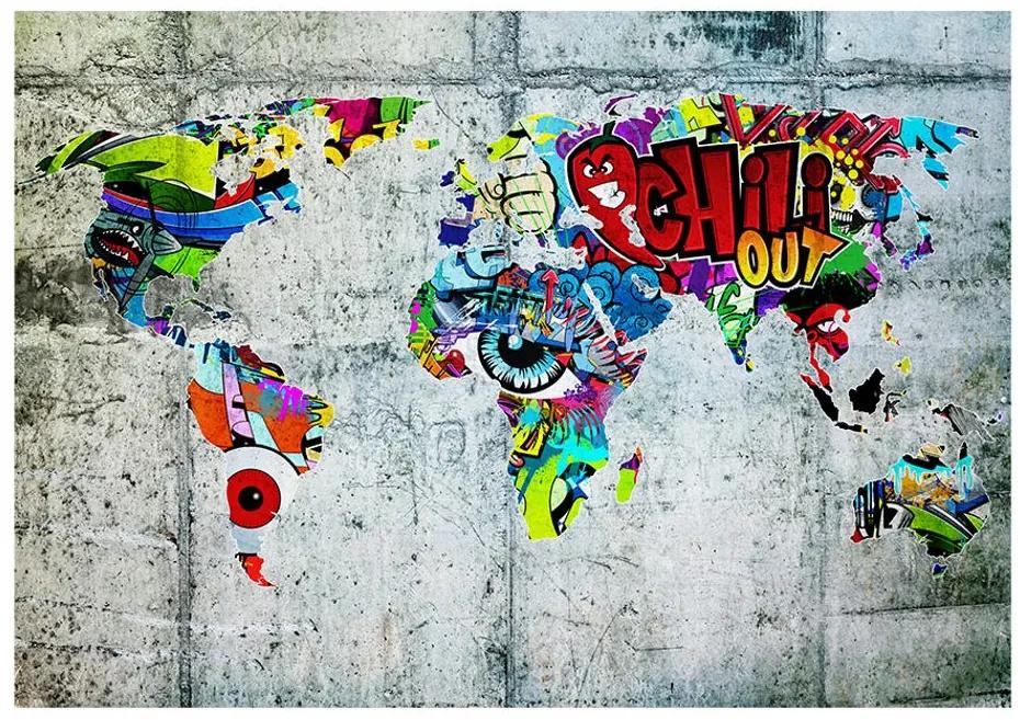 Αυτοκόλλητη ταπετσαρία γκράφιτι παγκόσμιος χάρτης