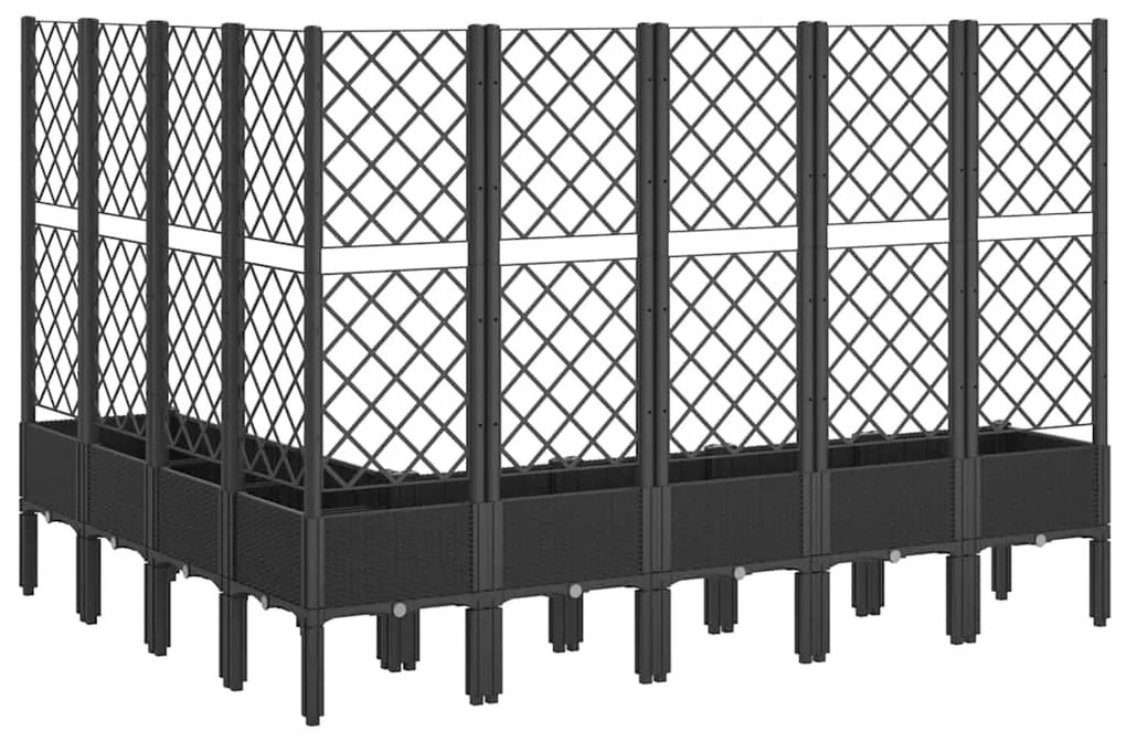 vidaXL Ζαρντινιέρα Κήπου με Καφασωτό Μαύρη 200 x 160 x 142 εκ. από PP