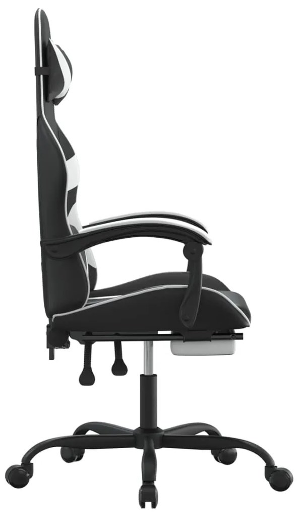 vidaXL Καρέκλα Gaming Μασάζ Υποπόδιο Μαύρο/Λευκό από Συνθετικό Δέρμα