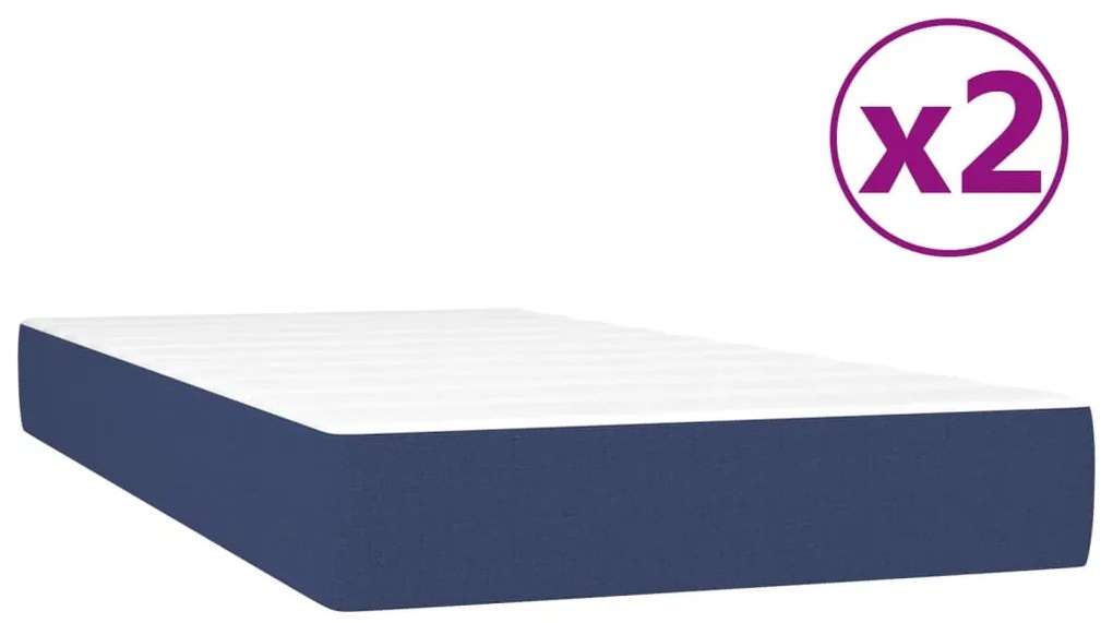 vidaXL Κρεβάτι Boxspring με Στρώμα Μπλε 200x200 εκ. Υφασμάτινο