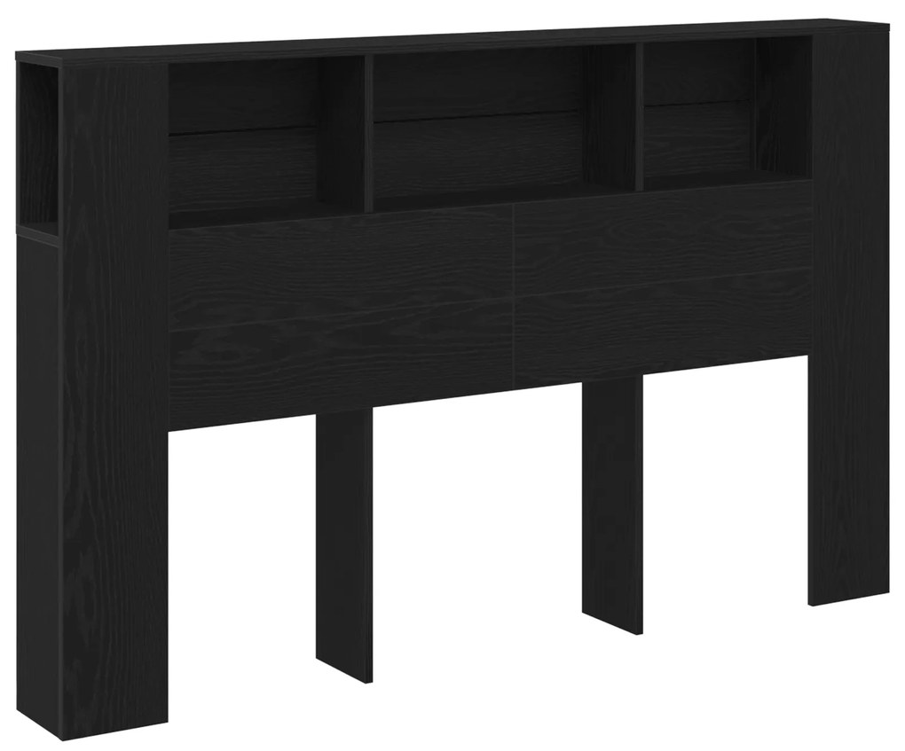 vidaXL Κεφαλάκι Κρεβατιού Μαύρο Δρυς - 160x19x104.5 εκ. Κατασκευασμένο από Επεξεργασμένο Ξύλο