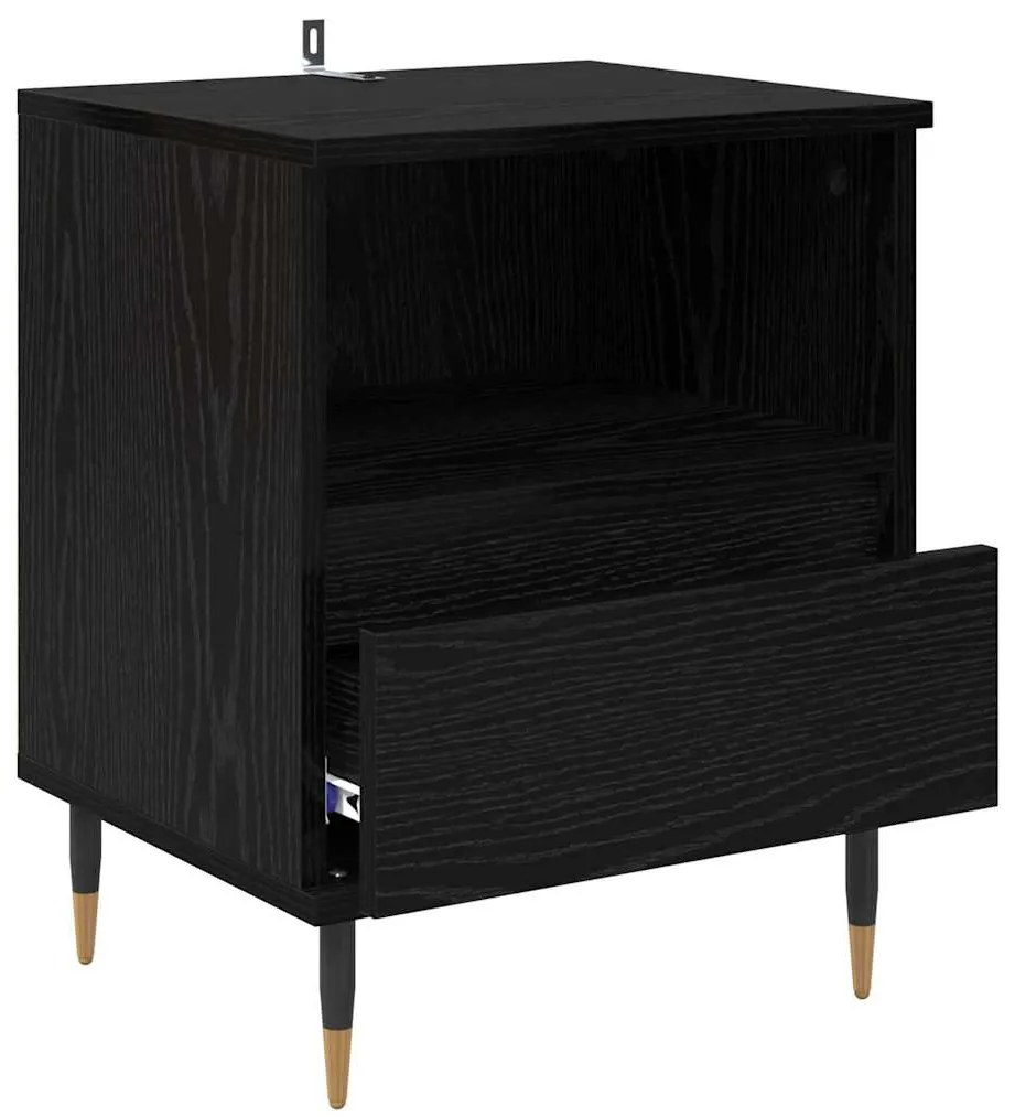 vidaXL Κομοδίνο 2 pcs Μαύρη Οξυά 40 x 35 x 50 εκ. Επεξεργασμένο ξύλο