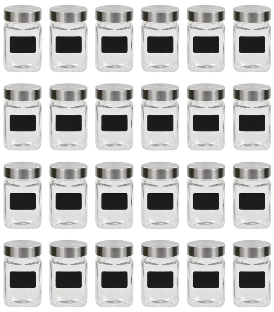 vidaXL Βάζα Αποθήκευσης 24 τεμ. 300 ml με Αυτοκόλλητο