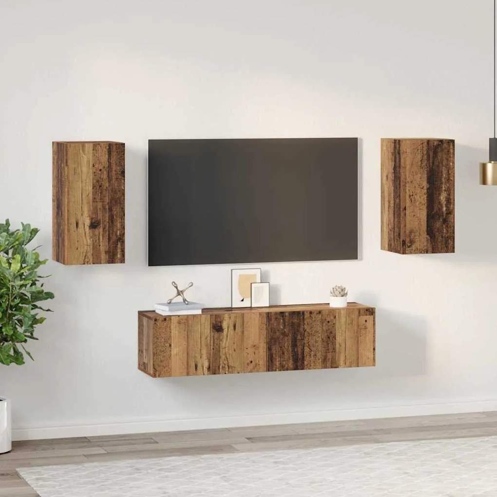 vidaXL Σετ επίπλου τηλεόρασης 4 pcs Παλαιό ξύλο 30.5 x 30 x 60 εκ.