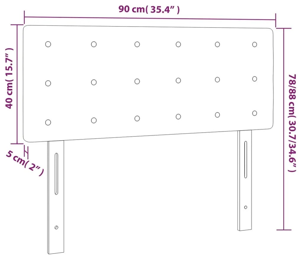 vidaXL Κεφαλάρι Κρεβατιού LED Ροζ 90x5x78/88 εκ. Βελούδινο