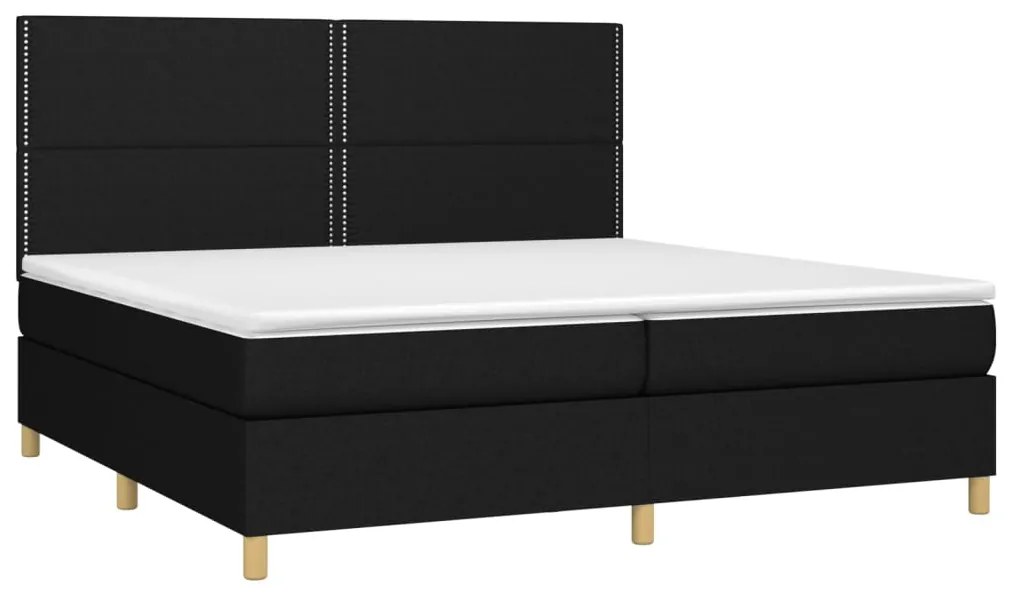 vidaXL Κρεβάτι Boxspring με Στρώμα & LED Μαύρο 200x200 εκ. Υφασμάτινο