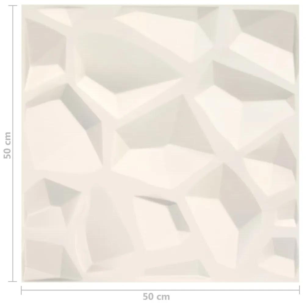 Πάνελ Τοίχου Τρισδιάστατα 12 τεμ. 0,5 x 0,5 μ. / 3 μ² - Λευκό