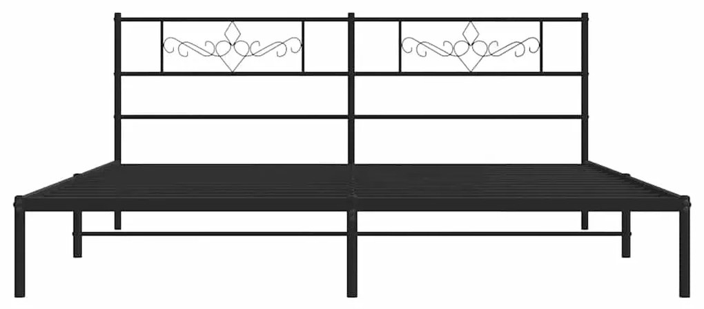 vidaXL Πλαίσιο Κρεβατιού με Κεφαλάρι Μαύρο 193 x 203 εκ. Μεταλλικό