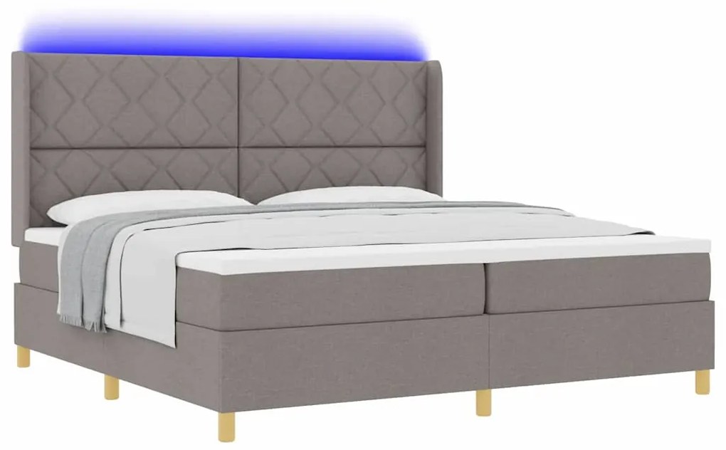 vidaXL Κρεβάτι με ελατήρια με στρώμα Taupe 200 x 200 cm ύφασμα