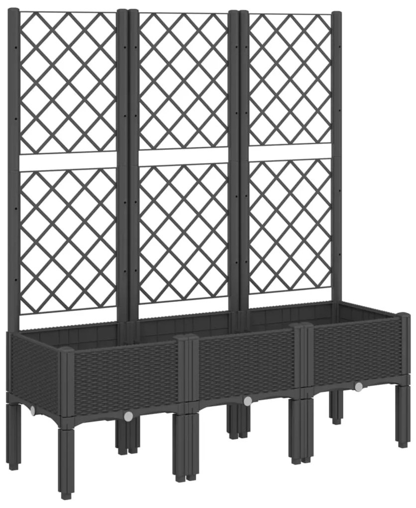 vidaXL Ζαρντινιέρα Κήπου με Καφασωτό Μαύρο 120 x 40 x 142 εκ. από PP