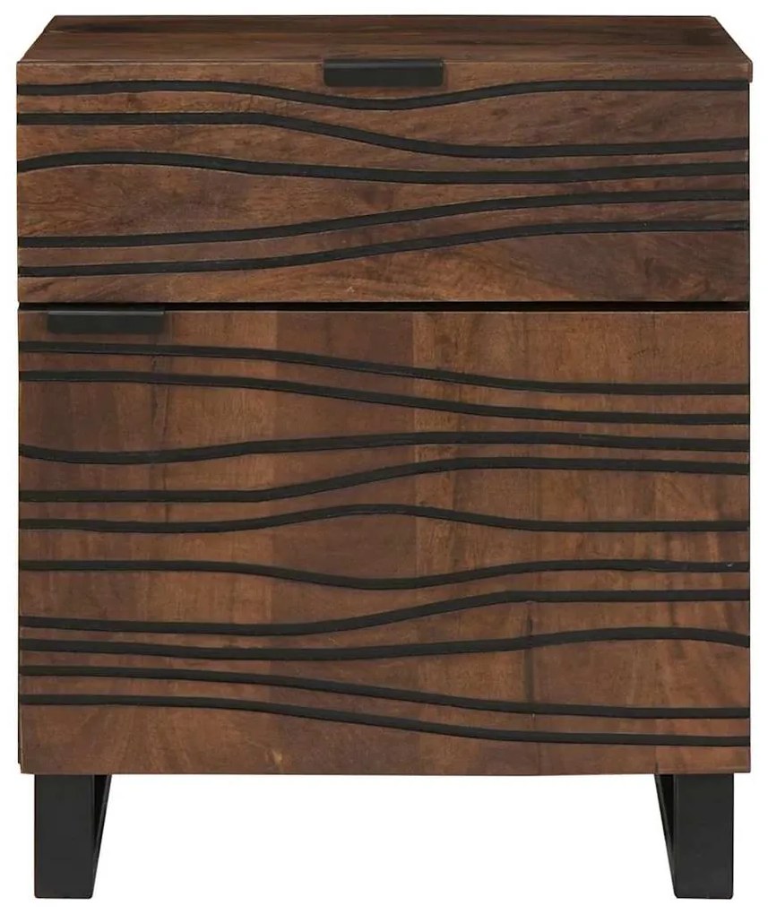 vidaXL Κομοδίνο με συρτάρι Καρυδιά 50 x 33 x 60 εκ Μασίφ ξύλο μάνγκο