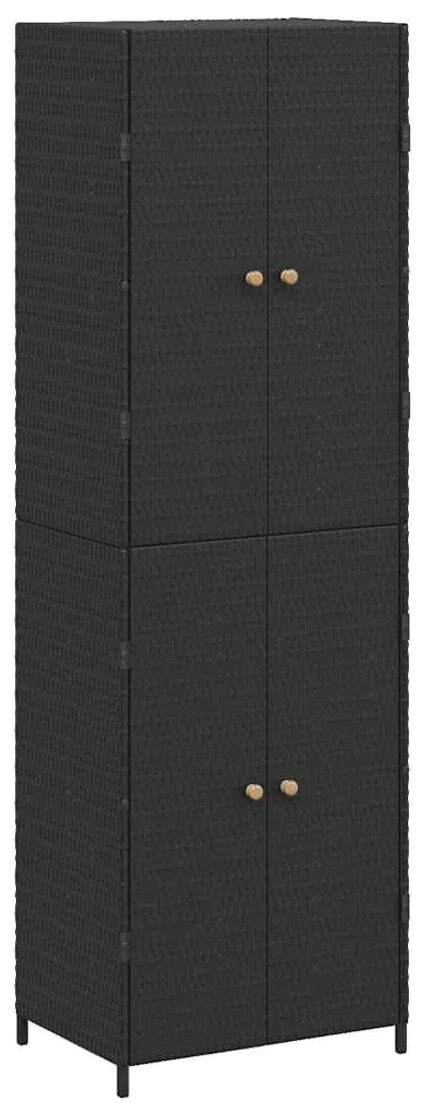 vidaXL Ντουλάπι Αποθήκευσης Κήπου Μαύρο 59x40x180 εκ. από Συνθ. Ρατάν