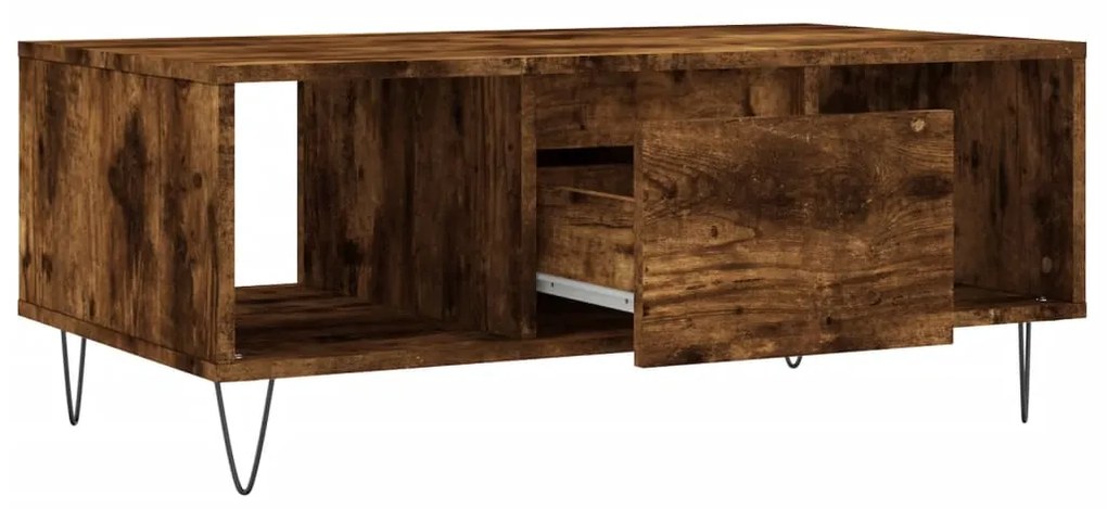 vidaXL Τραπεζάκι Σαλονιού Καπνιστή Δρυς 90x50x36,5 εκ. Επεξεργ. Ξύλο