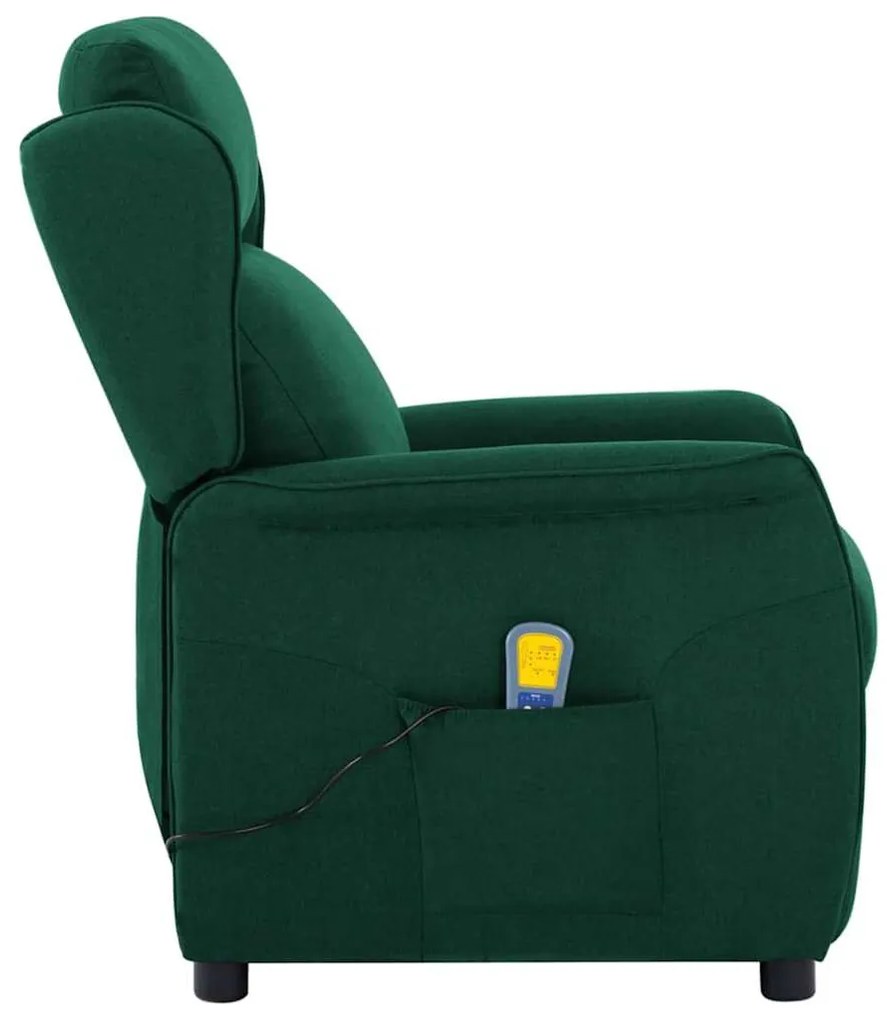 vidaXL Καρέκλα μασάζ Σκούρο Πράσινο 67.5 x 93.5 x 101.5 εκ ύφασμα