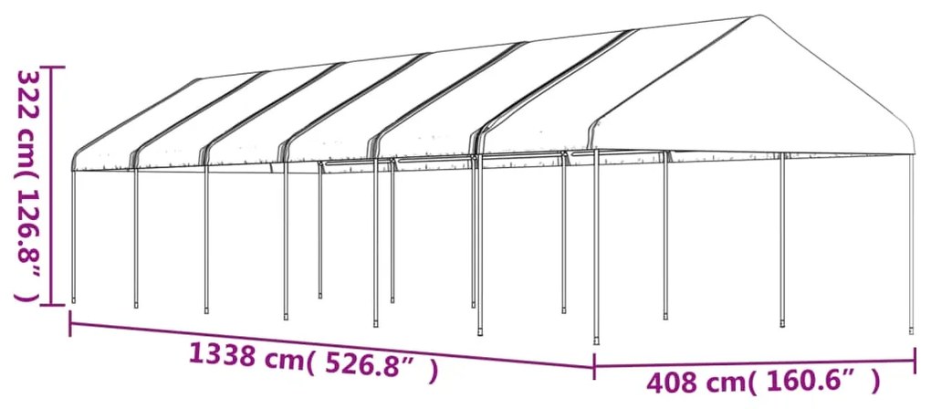 vidaXL Κιόσκι με Τέντα Λευκό 13,38 x 4,08 x 3,22 μ. από Πολυαιθυλένιο