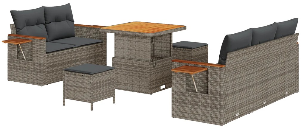 vidaXL Σετ Καναπέ Κήπου με μαξιλάρι 8 pcs Γκρι 80 x 80 x 71 cm