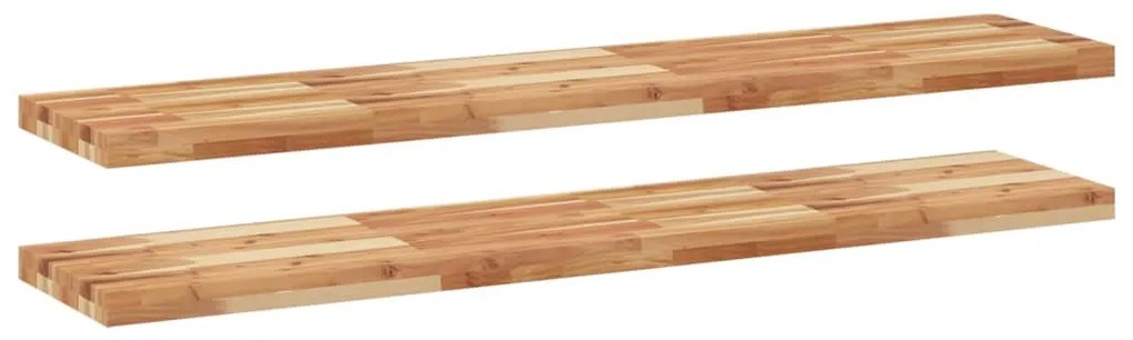 Ράφια Κρεμαστά 2 Τεμ. 120x30x4εκ. Φινίρισμα Λαδιού Μασίφ Ακακία - Καφέ