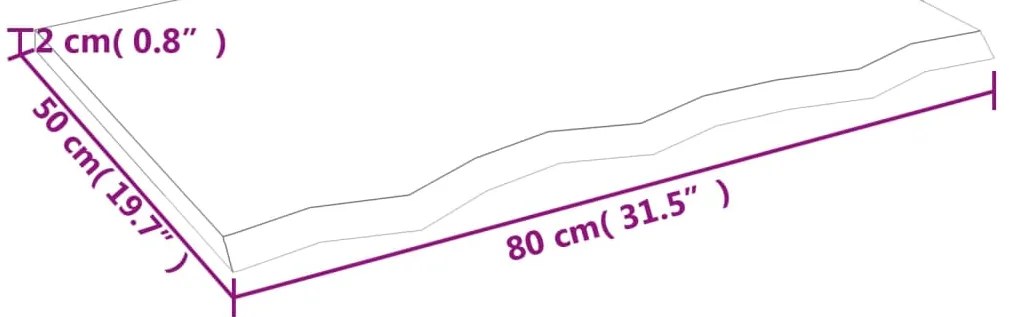vidaXL Ράφι Τοίχου Ανοιχτό Καφέ 80x50x2 εκ. Επεξεργ. Μασίφ Ξύλο Δρυός