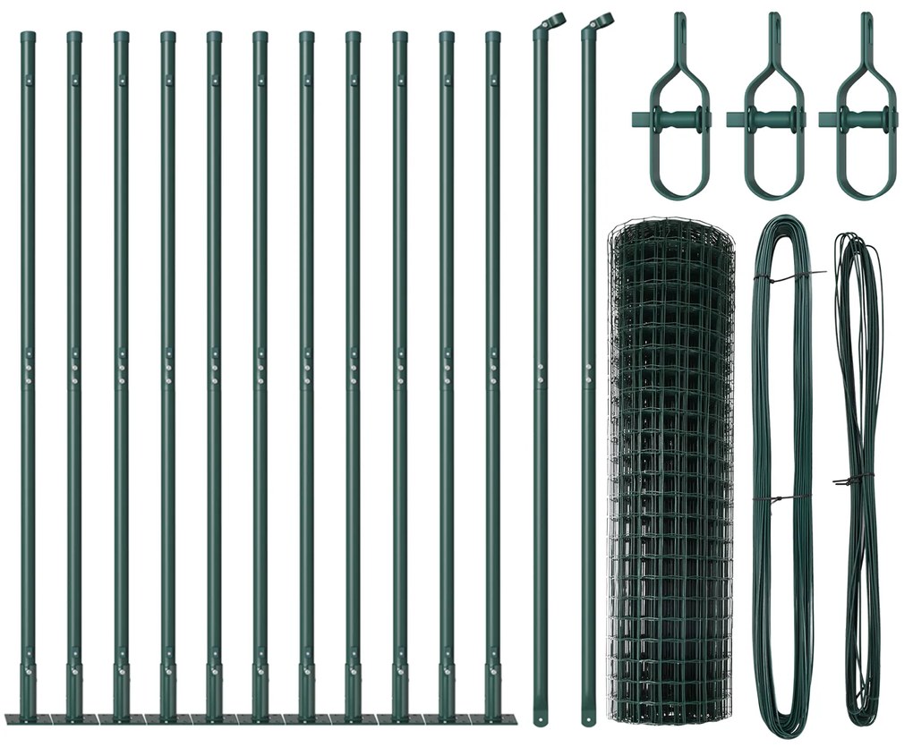 vidaXL Euro Fence με 13 Φλαγκερ Στήλες 1x25 μ Γαλβανισμένος Χάλυβας
