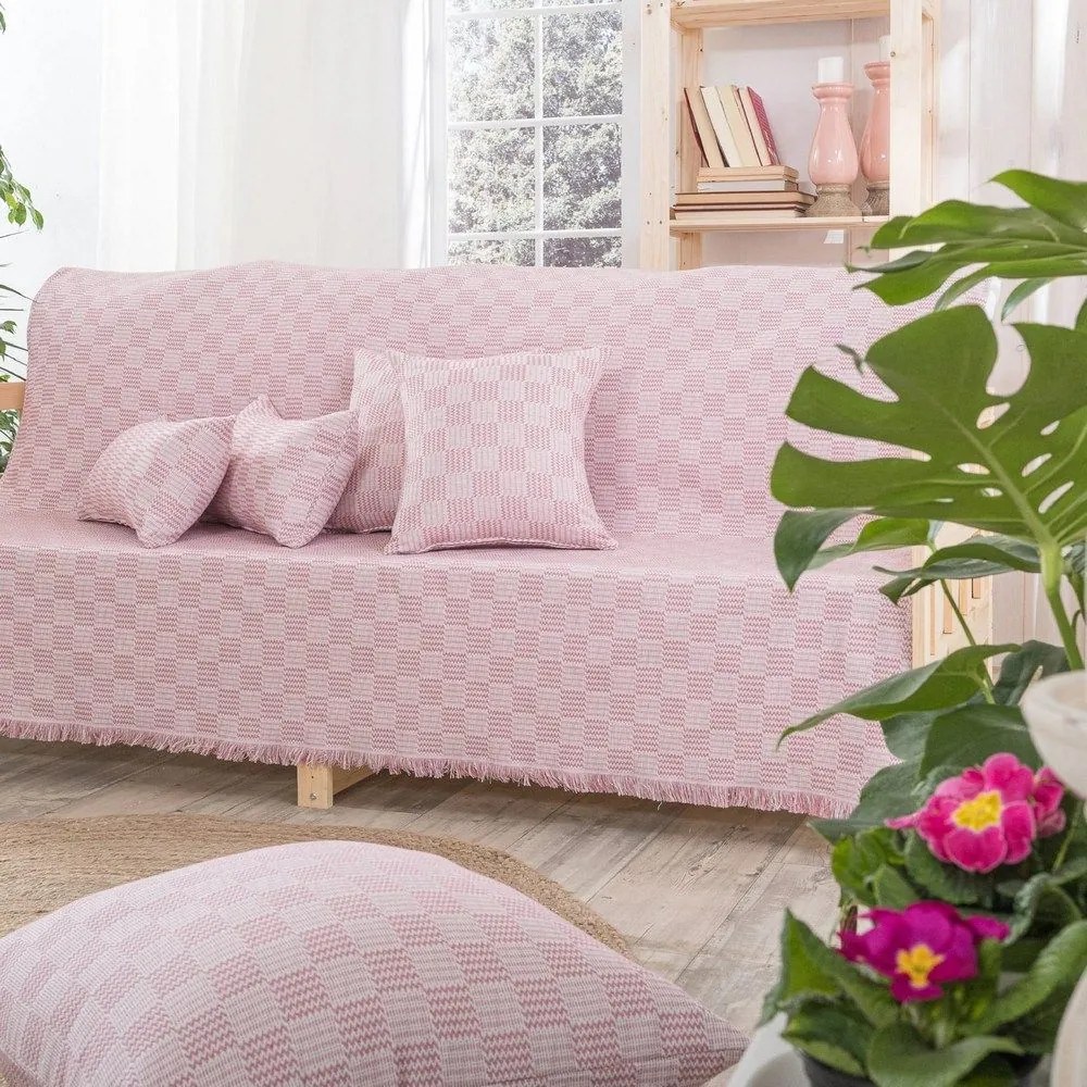 Ριχτάρι Teramo 06 Pink Teoran Two-seater 180x250cm Βαμβάκι-Πολυέστερ