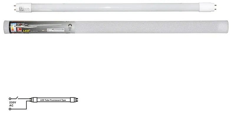 Adeleq Λάμπα LED Γυάλινη T8 60cm 9W 230V Μονής Τροφοδοσίας Θερμό 13-01900