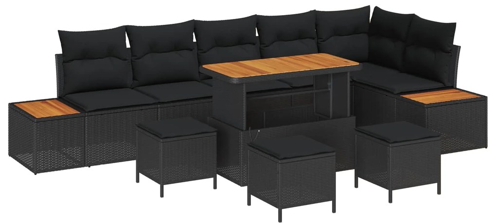 Σετ Καναπέ Κήπου 10 pcs Μαύρο συνθετικό ρατάν