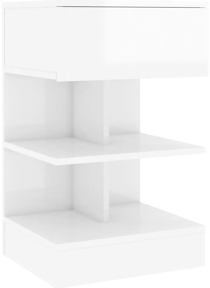 vidaXL Κομοδίνα 2 τεμ. Γυαλιστερά Λευκά 40 x 35 x 65 εκ.
