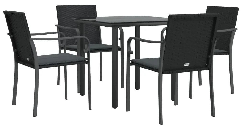 vidaXL Σετ Τραπεζαρίας Κήπου 5 τεμ. Συνθ. Ρατάν / Ατσάλι με Μαξιλάρια