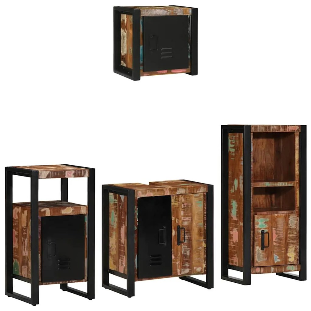 vidaXL Σετ Επίπλων Μπάνιου με συρτάρι 4 pcs Στερεό Ανακτηθέν Ξύλο