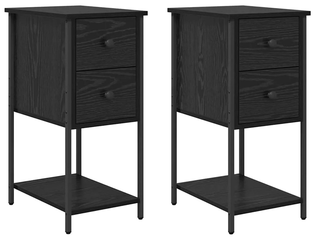 vidaXL Κομοδίνο 2 pcs Μαύρη δρυς 32 x 42 x 70 εκ Επεξεργασμένο ξύλο