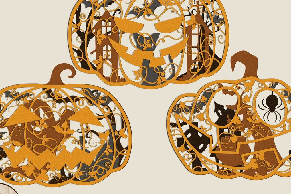 Intra απο ξύλο plywood 3mm-4mm πάχος - Πακέτο κολοκύθας Halloween Δίασταση 19x12 cm INTRAFABR-14994293