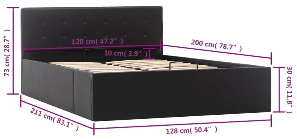 ΠΛΑΙΣΙΟ ΚΡΕΒΑΤΙΟΥ ΜΕ ΑΠΟΘΗΚ. ΧΩΡΟ ΜΑΥΡΟ 120X200 ΕΚ. ΣΥΝΘ. ΔΕΡΜΑ 285512