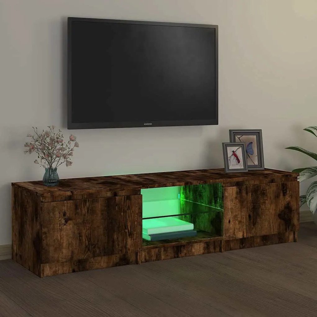 vidaXL Έπιπλο Τηλεόρασης με LED Καπνιστή Δρυς 140x40x36 εκ.