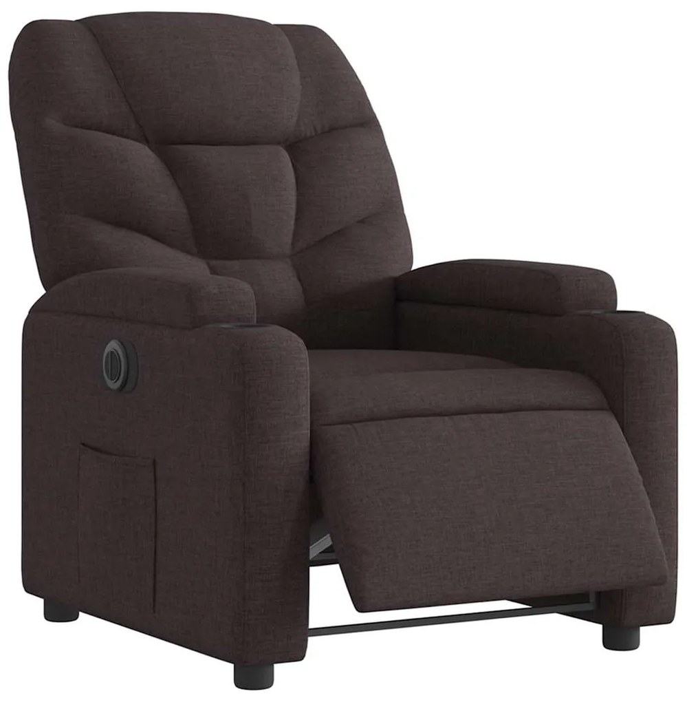 vidaXL Πολυθρόνα Ανακλινόμενη Ηλεκτρική Σκούρο Καφέ Υφασμάτινη