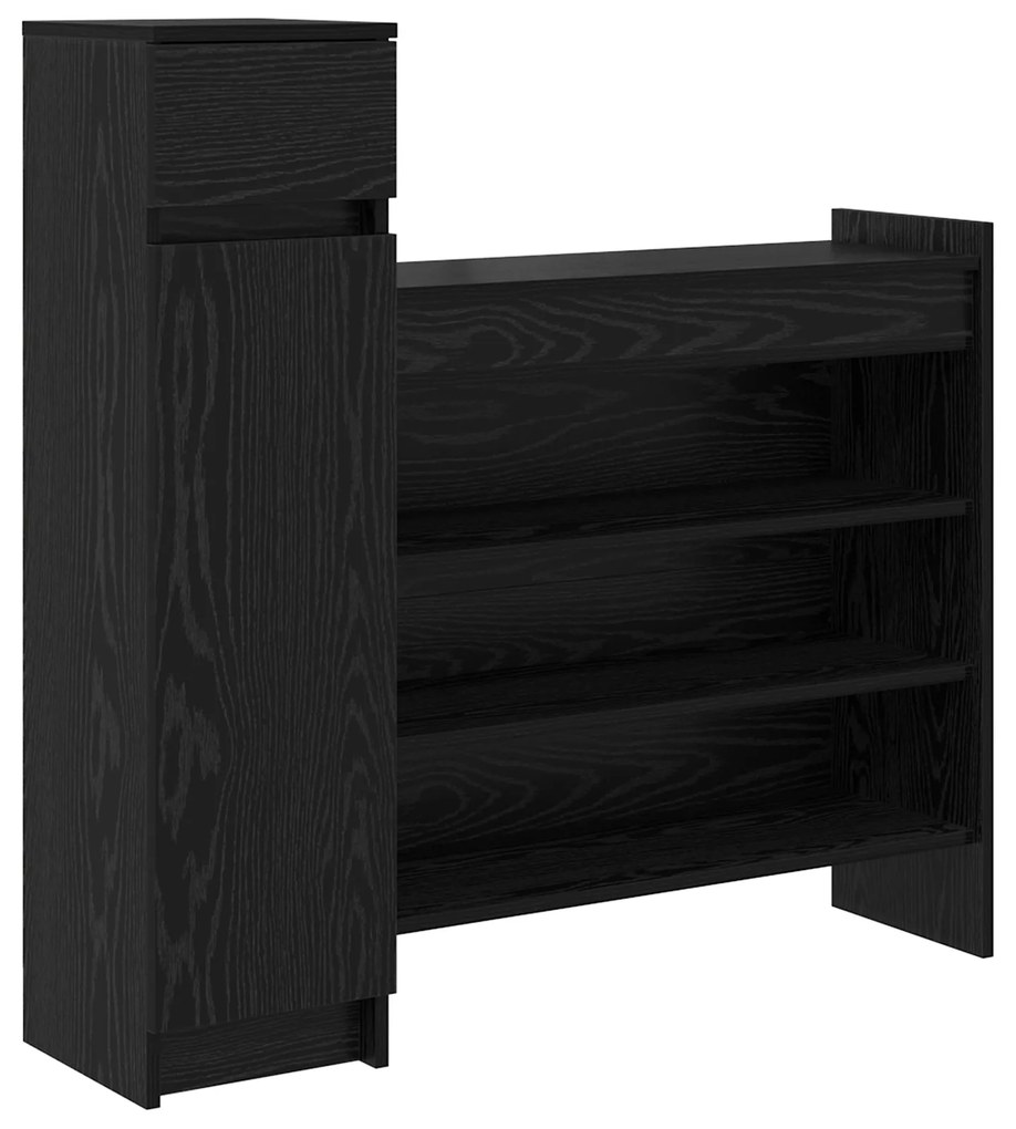 vidaXL ντουλάπι παπουτσιών Μαύρος Δρυς 100.5x28x100 cm από επεξεργασμένο ξύλο