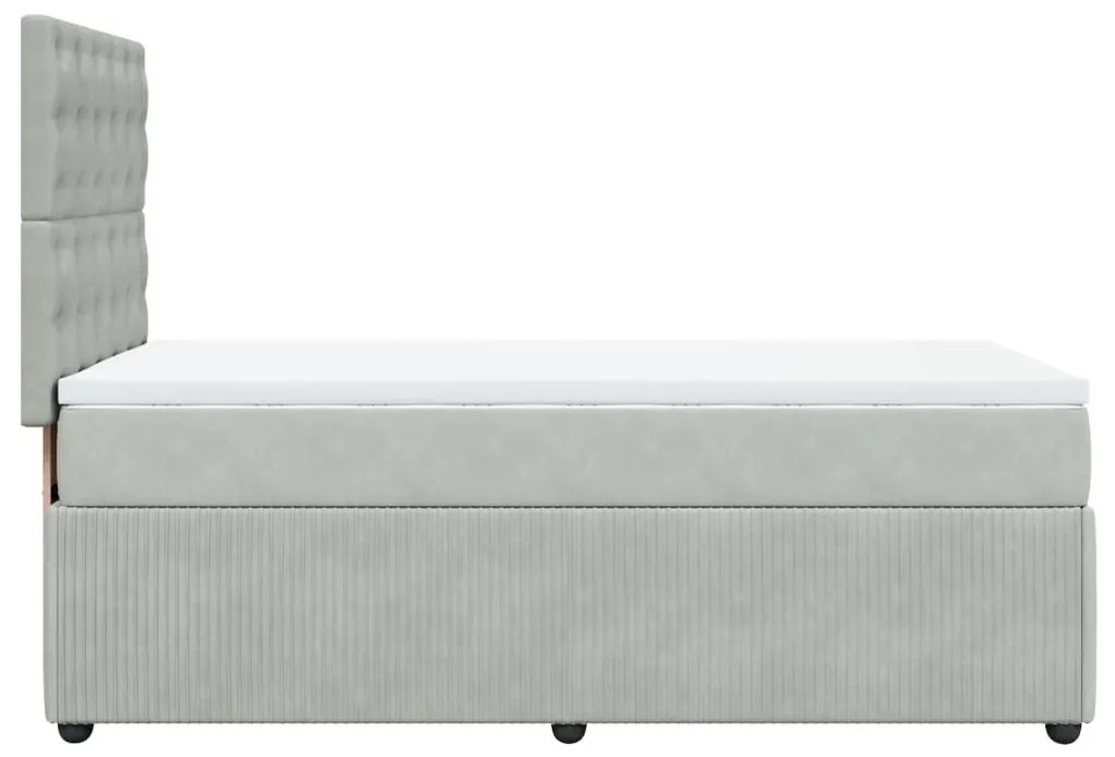 vidaXL Κρεβάτι Boxspring με Στρώμα Ανοιχτό Γκρι 90x200 εκ. Βελούδινο