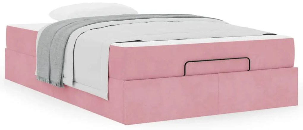 vidaXL Σκελετός κρεβατιού με στρώμα με στρώμα 2 pcs Ροζ Βελούδο