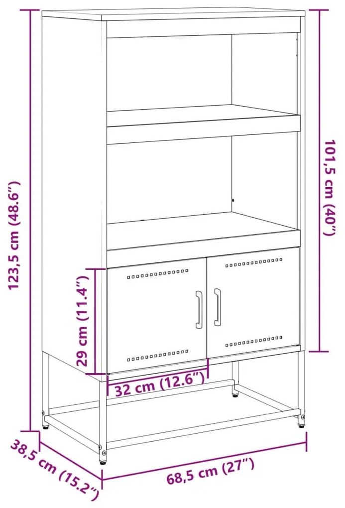 Έπιπλο Τηλεόρασης Ανθρακί 100,5x39x60,5 εκ. από Ατσάλι - Ανθρακί