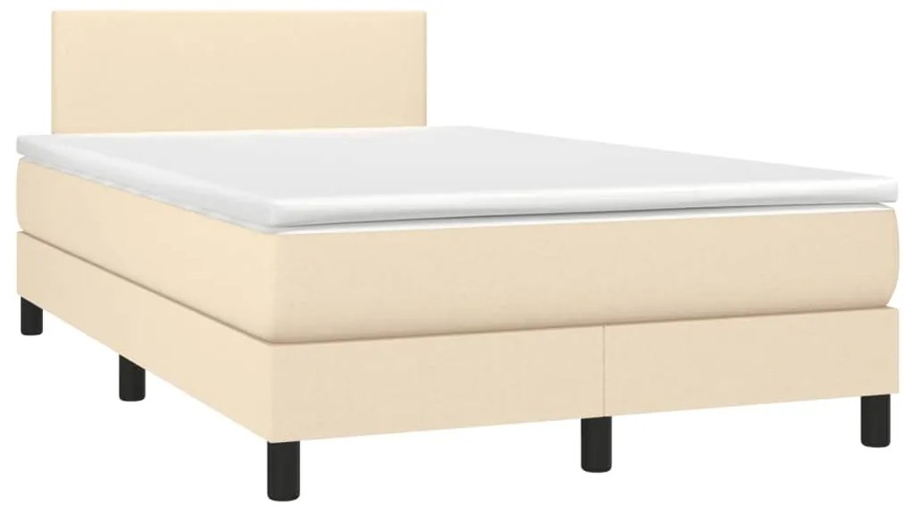 vidaXL Κρεβάτι Boxspring με Στρώμα & LED Κρεμ 120x190 εκ. Υφασμάτινο