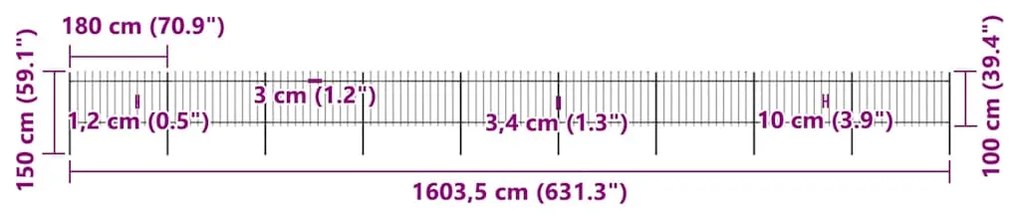 vidaXL Κάγκελα Περίφραξης με Λόγχες Μαύρα 15,3 x 1 μ. από Χάλυβα