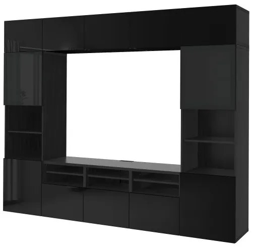 BESTÅ σύνθεση αποθήκευσης TV/γυάλινες πόρτες/συρτάρια με μαλακό κλείσιμο, 300x42x231 cm 794.110.32