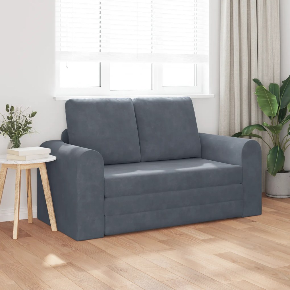 vidaXL Καναπές Δαπέδου 2 σε 1 Σκούρος Γκρι 148x71x83 εκ. Βελούδο