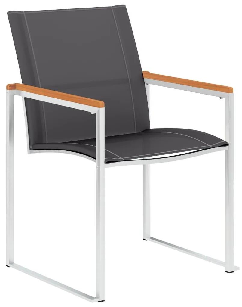 Καρέκλες Κήπου 2 τεμ. Γκρι από Ανοξείδωτο Ατσάλι / Textilene - Γκρι