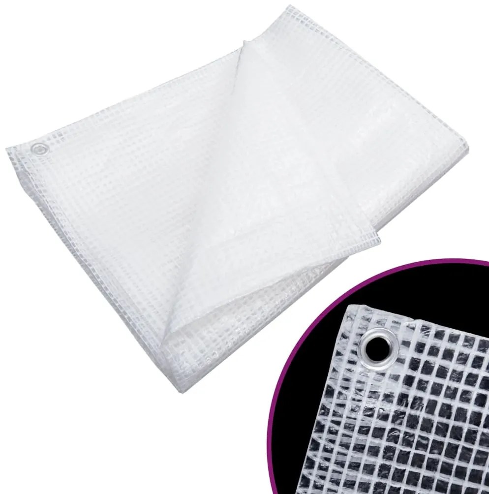 vidaXL Μουσαμάς με Ύφανση Leno Λευκός 8x12 μ. 140 γρ./μ²
