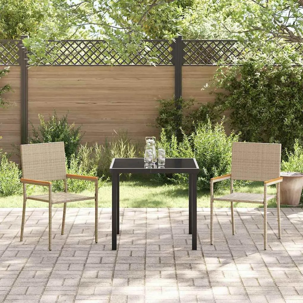 vidaXL Καρέκλες κήπου που σωριάζονται 2 pcs Κρέμα και Καφέ
