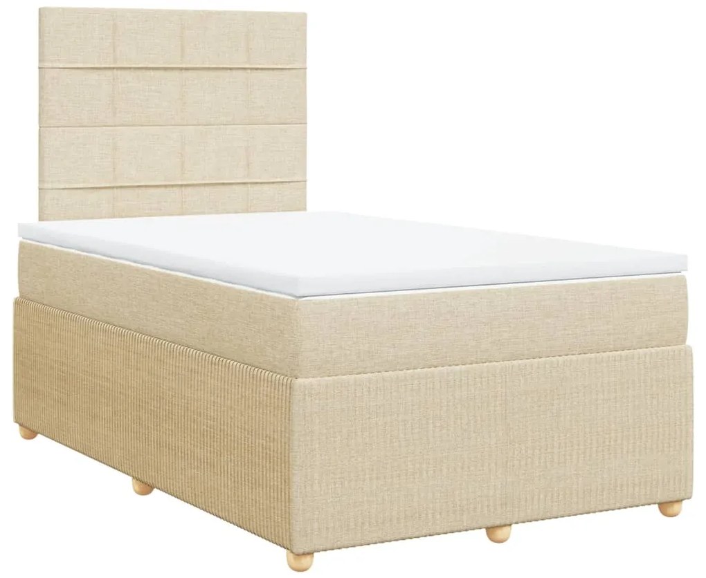 vidaXL Κρεβάτι Boxspring με Στρώμα Κρεμ 120x200 εκ. Υφασμάτινο
